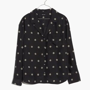 Madewell 100% Silk Pajama Shirt in Bloom Dot NWT
